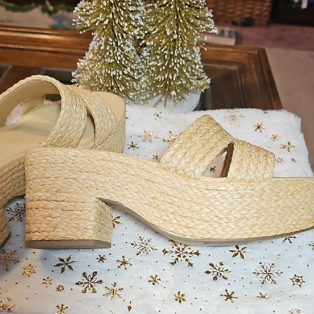 Wild Pair Beige Woven Platform Sandals